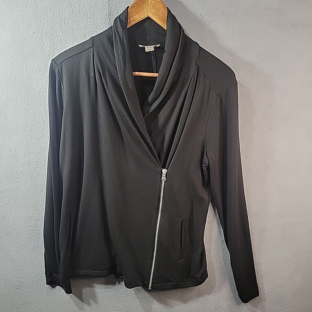 Ann‎ Taylor Loft Asymmetrical Jacket Womens Small Black Zipper